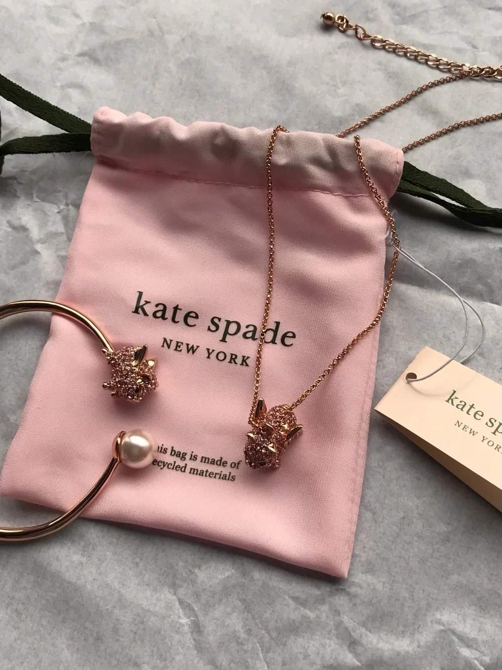 kate spade Rose Gold, When Pigs Fly Collection, Necklace and Bangle Set